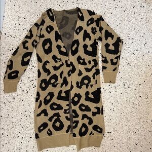 Leopard Print Long Cardigan Sweater medium but runs small